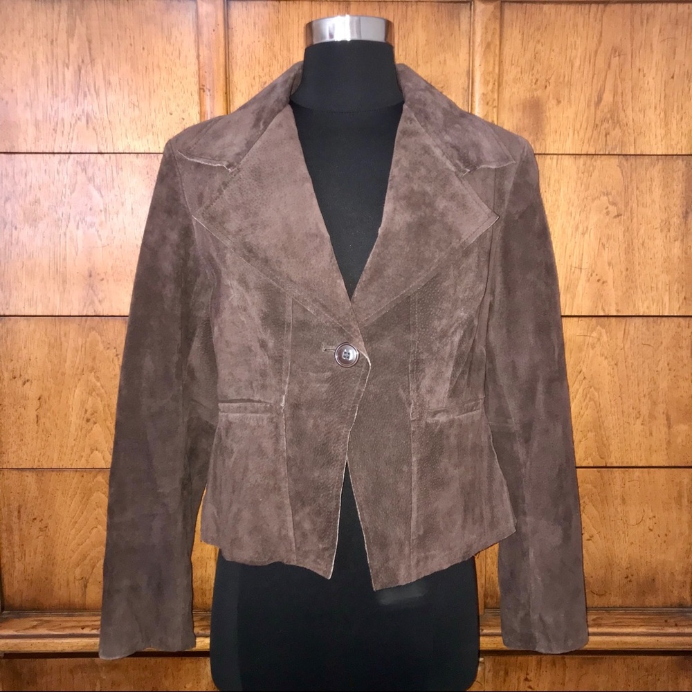 Anne Klein Leather 1-Button Blazer